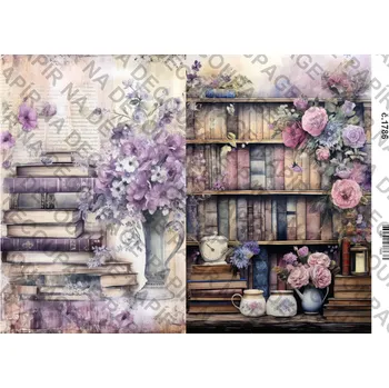 Umělecký papír Rýžový a soft papír na decoupage - Vintage lila - KB01786 Materiál: Soft, Rozměr: A4