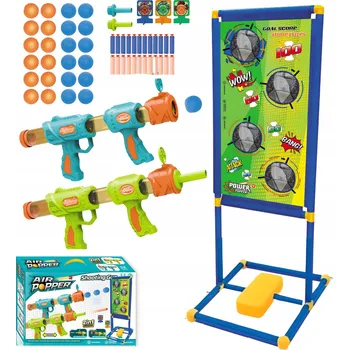 Dětská zbraň STŘELBA NA CÍL STOJÍCÍ STŘELECKÝ TERČ PISTOLE PĚNOVÉ NÁBOJE