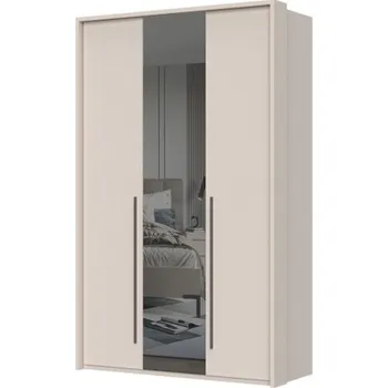 Šatní skříň Třídveřová šatní skříň se zrcadlem a rámem Baptiste - béžová