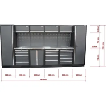 Dílenský stůl AKČNÍ SET Sestava 10 ks dílenského nábytku SET-CA01044 s nerezovou pracovní deskou MB-TGW53S