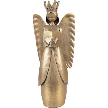 Vánoční dekorace Zlatá antik kovová dekorace anděl Christmas Angel - 17*10*39 cm