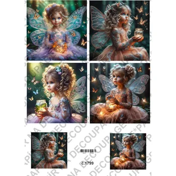 Umělecký papír Rýžový a soft papír na decoupage - Víla světluška - KB01799 Materiál: Soft, Rozměr: A4