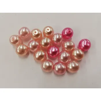 Dětské navlékací korálky Voskované perly 8mm - mix světle a tmavě růžová - 20 g
