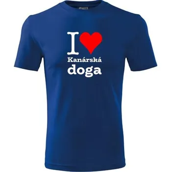 Chlapecké tričko Modré dětské tričko I love Kanárská doga - dárek pro malého pejskaře / pejskařku - barva modrá - velikost 12let