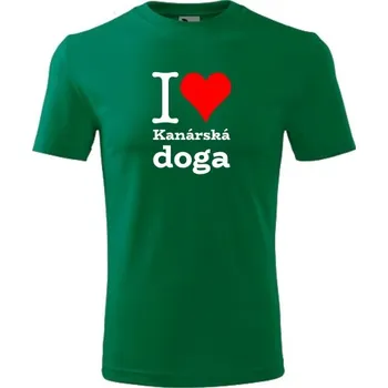 Chlapecké tričko Zelené dětské tričko I love Kanárská doga - dárek pro malého pejskaře / pejskařku - barva zelená - velikost 6let