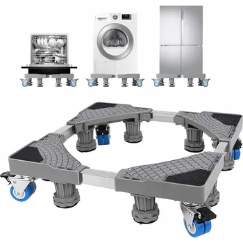 Praní a péče o prádlo Mobilní Podstavec Pod Pračku, Lednici s Kolečky a Nastavitelnými Nožičkami 42-66cm