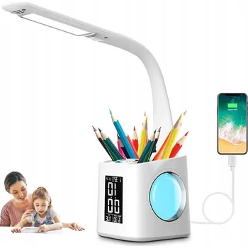 Lampička LED STOLNÍ LAMPA S ORGANIZÉREM 7v1 BÍLÁ - IDEÁLNÍ PRO PRÁCI, ČTENÍ A ŠKOLU