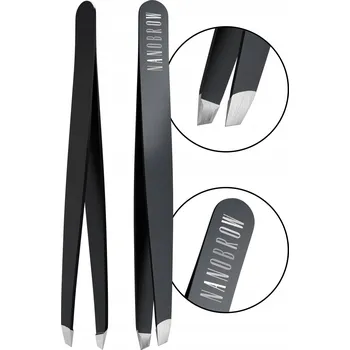Kosmetická pinzeta Šikmá pinzeta na úpravu obočí Nanobrow černá