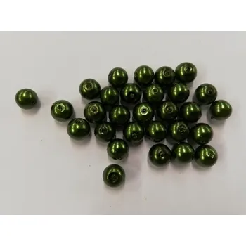 Dětské navlékací korálky Voskované perly 6mm - tmavě zelená - 20 g