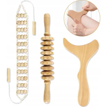 Masážní přístroj MASÁŽNÍ PŘÍSTROJ DŘEVĚNÝ RUČNÍ 3V1 – SPORTOVNÍ, KANCELÁŘSKÝ, PROTI STRESU A NAPĚTÍ