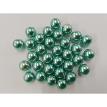 Dětské navlékací korálky Voskované perly 6mm - zelená tyrkys - 20 g