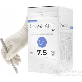 Vyšetřovací rukavice TOP GLOVE safeCARE, operační rukavice bez pudru, anatomicky tvarované, 50 ks Velikost: 8,5
