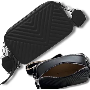 Kabelka Camerazar Elegantní černá quiltovaná dámská kožená kabelka přes rameno