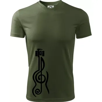 Pánské tričko Houslový klíč kytara - Pánské triko Fantasy sportovní (dresovina) - M ( Khaki )