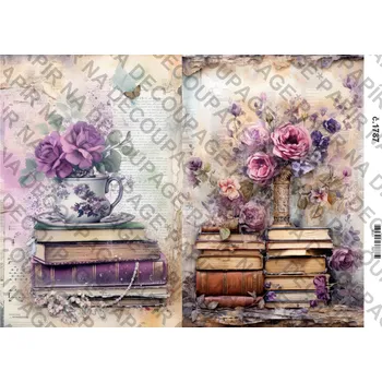 Umělecký papír Rýžový a soft papír na decoupage - Vintage lila - KB01787 Materiál: Soft, Rozměr: A4