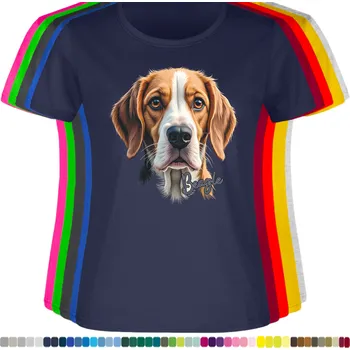 Dámské oblečení damske-levne-bavlnene-tricko-digitalni-potisk-pes-bigl Barva: Navy - tmavě modrá, velikost: M