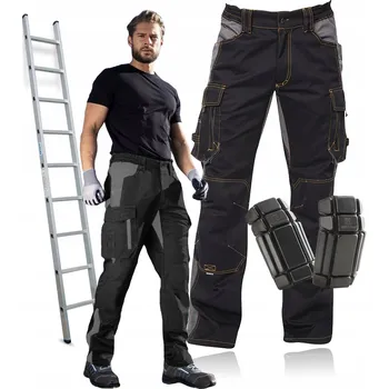 montérky Pracovní kalhoty Magros černé dlouhé velikost 56 s kapsami a reflexními prvky