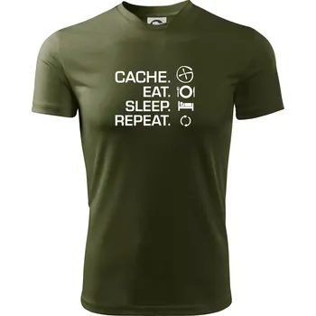 Pánské tričko Eat sleep repeat Cache - Pánské triko Fantasy sportovní (dresovina) - S ( Military )