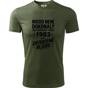 Pánské tričko Nikdo není dokonalý ale ti narození v roce 1983 jsou zatraceně blízko - Pánské triko Fantasy sportovní (dresovina) - S ( Khaki )