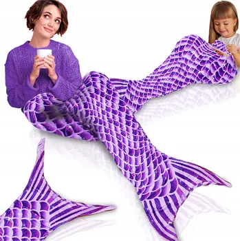 Dětská deka DEKA OCAS MOŘSKÉ PANNY MĚKKÝ MOŘSKÝ SPACÁK ZAVINOVAČKA FIALOVÁ DEKA PRO DĚTI