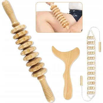Masážní přístroj DREWNIANY MASAŻER MANUALNY 3W1 PROTI CELULITIDĚ NA SVALY A CELULITIDU