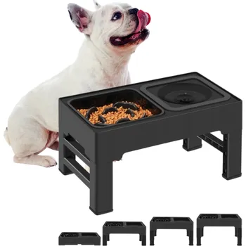 Miska pro psa Sada dvou plastových misek Zakroucený Košík černá 1,6 l