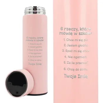 Termoska Termohrnek Růžový Do Školy Pro Žáka 6 Věcí, Co Říkám Ve Škole