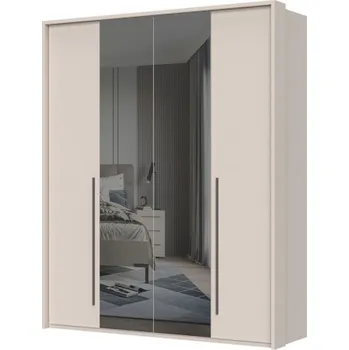 Šatní skříň Čtyřdveřová šatní skříň se zrcadlem a rámem Baptiste - béžová