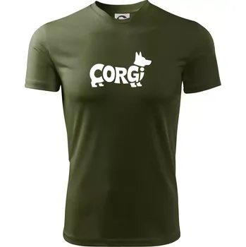 Corgi nápis v těle - Pánské triko Fantasy sportovní (dresovina) - 2XL ( Military )