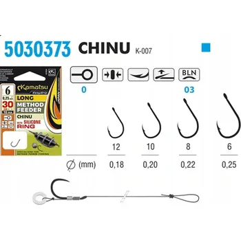 Rybářský háček Háčky na dno, s návazcem, s protihrotem Kamatsu Method Feeder Chinu Silicone Ring 10 ks