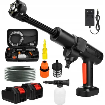 Vysokotlaký čistič AKUMULÁTOROVÁ TLAKOVÁ MYČKA 200 BAR 21V 2x AKU 3000MAH 6v1 TRYSKA 5M HADICE