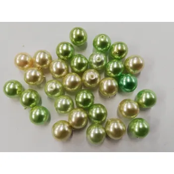 Dětské navlékací korálky Voskované perly 6mm - mix světle zelená - 20 g