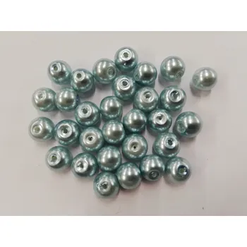 Dětské navlékací korálky Voskované perly 6mm - světle modrá - 20 g