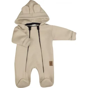 Dětský overall Oteplený dětský overálek se šlapkama a kapucí, Kazum, béžový, vel. 80, Velikost koj. oblečení 80 (9-12m)