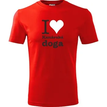 Chlapecké tričko Červené dětské tričko I love Kanárská doga - dárek pro malého pejskaře / pejskařku - barva červená - velikost 12let