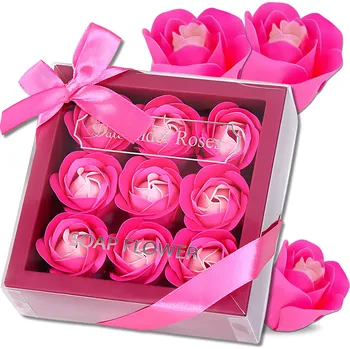 Mýdlo Camerazar Vonné dekorativní mýdlové růže 9 ks v růžové dárkové sadě pro originální dekoraci a aromaterapii