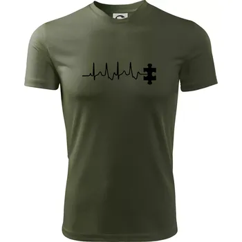 Pánské tričko EKG puzzle rozpojené - Pánské triko Fantasy sportovní (dresovina) - XL ( Khaki )
