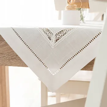 ubrus Běhoun 85 x 85 cm na klasický stůl s krajkou SELVIA bílý čtverec