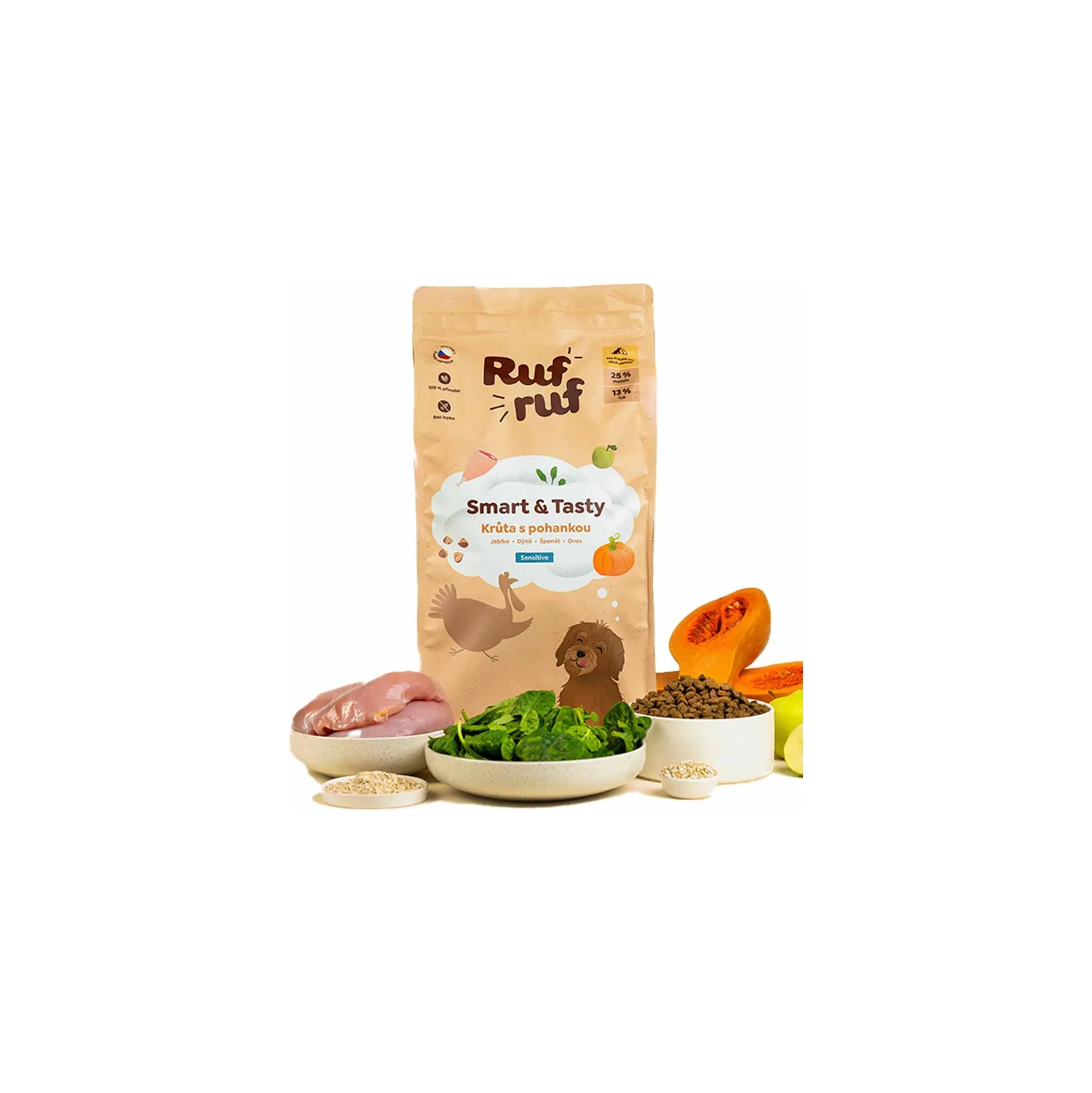 Fotografie 1 - Krmivo pro psa Rufruf Smart & Tasty krůtí s pohankou a probiotiky 12 kg