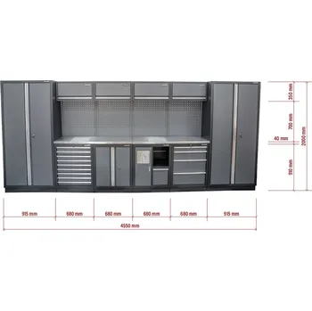 Dílenský stůl AKČNÍ SET Sestava 10 ks dílenského nábytku SET-CA01054 s nerezovou pracovní deskou MB-TGW53S