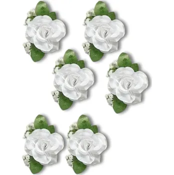 Camerazar Sada umělých bílých růží 6 ks pro svatební dekoraci auta