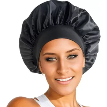 Koupelnový nábytek Ochranná saténová čepice na spaní černá