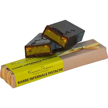 Čokoláda Francois Pralus „Barre Infernale Pistachio“ 160g - hořká čokoláda s pralinovou pistáciovou náplní