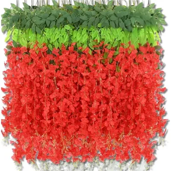 umělá květina Camerazar 12 kusů červených vistárií na závěsné girlandy dekorace