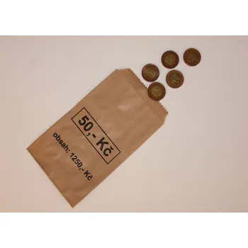 Obalový materiál Sáček na mince 50 Kč - papírový (1000 ks)