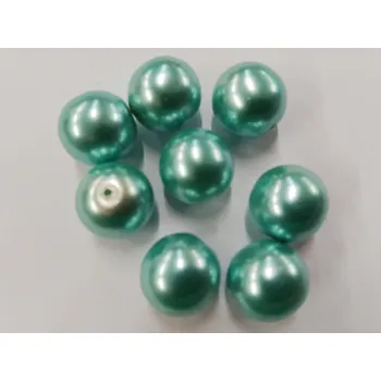 Dětské navlékací korálky Voskované perly 12mm - zelená tyrkys - 20 g