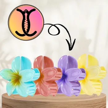 Camerazar Sada 4 barevných spon do vlasů s motivem květů plumerie