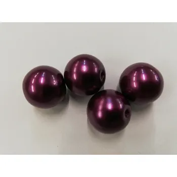 Dětské navlékací korálky Voskované perly 17mm - nejtmavší fialová - 20 g