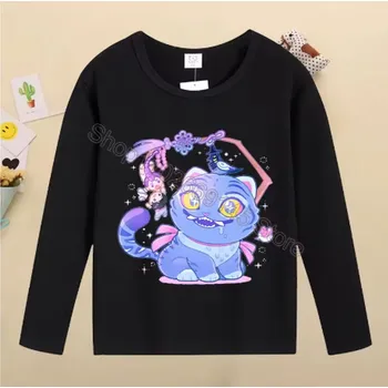 Dívčí tričko KPop Demon Hunters (Lovkyně démonů) KPop Demon Hunters bavlněné tričko dlouhý rukáv - černé Motiv: LMNT87, Velikost: 100