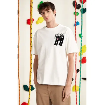 Bavlněné tričko Medicine pánské, béžová barva, s potiskem RS25.TSM459 01X, vel. XL